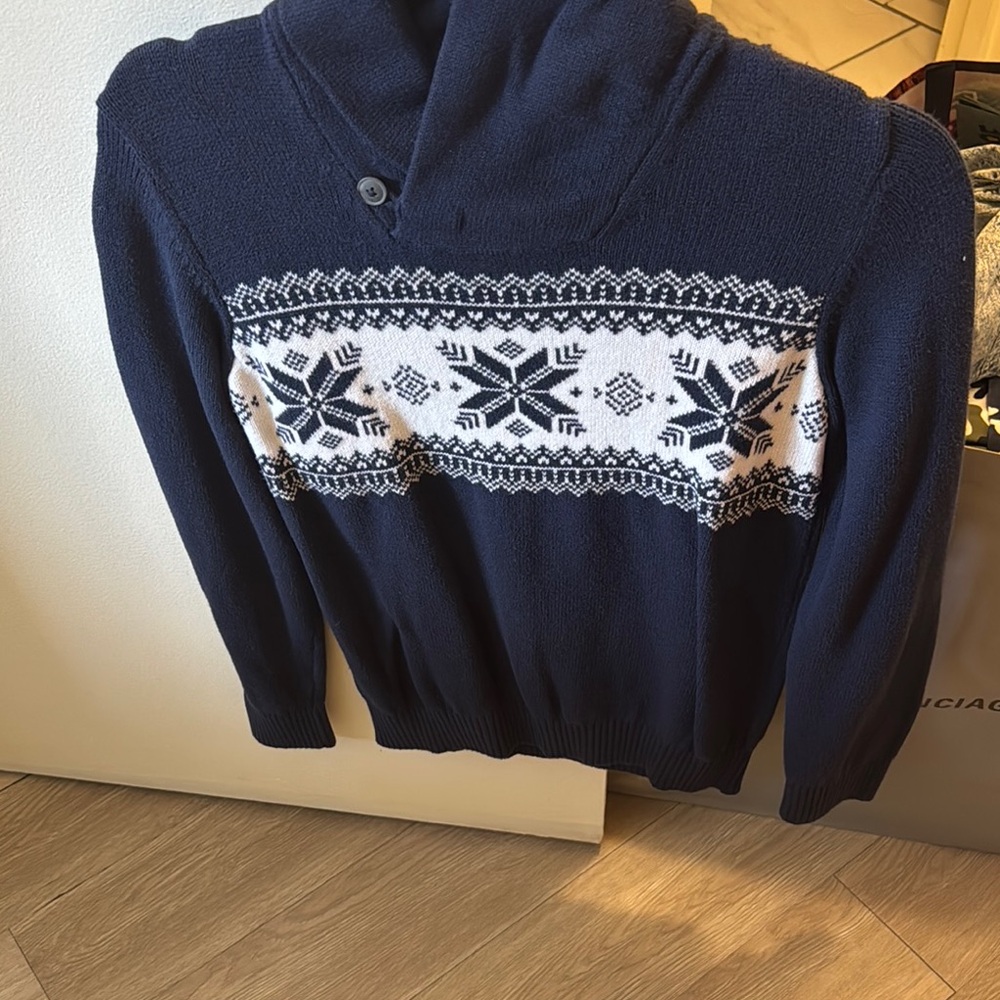 The Children's Place Blue and White Sweater with Nordic Pattern